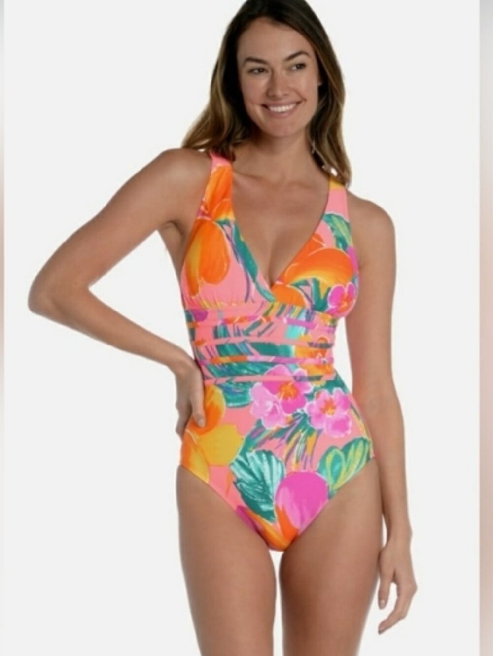 NWOT La Blanca Isla Del Sol Vibrant Multi-Strap One Piece Swim Bathing Suit 10 - Picture 16 of 16